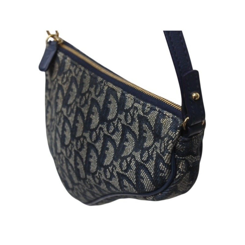 CHRISTIAN DIOR Trotter Saddle Bag One Shoulder Hobo Bag Navy Blue - Picture 5 of 9